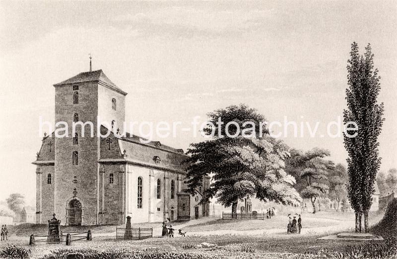 17841_031_48 Historische Ansicht der Ottensener Christianskirche (ca. 1835). | Klopstockstrasse, historische Bilder und aktuelle Fotos aus Hamburg Ottensen.